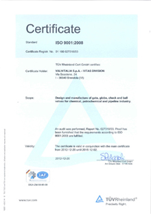 ISO 9001-2008 valvitalia vitas division